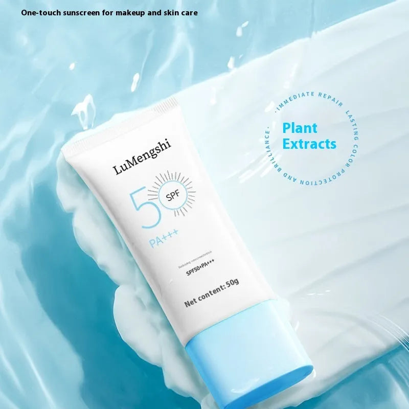 Tube of 50g refreshing sunscreen with whitening and moisturising for universal skin types