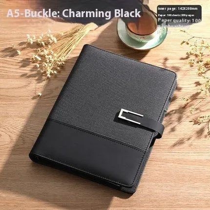 A5 soft leather notebook in business brown colour with wood-free paper pages