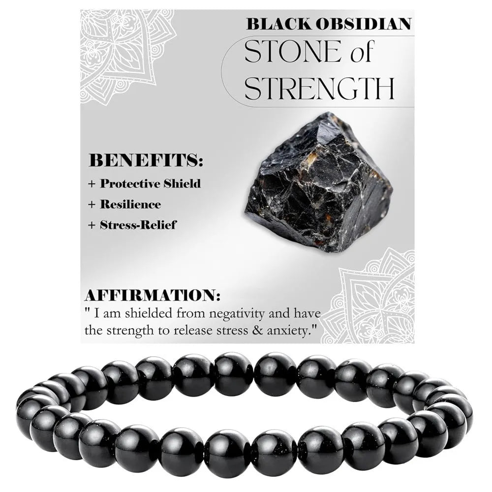 Handmade geometric bracelet with 6mm natural agate beads on an adjustable strap.