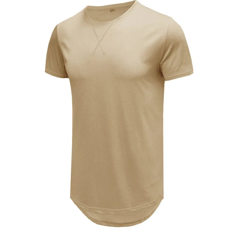 Men's slim-fit cotton short-sleeved t-shirt shown in multiple colour options