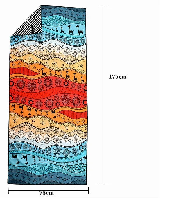 Travel outdoor sports towel 175x75cm microfibre blended yarn 280g quick-dry beach towel colour styles