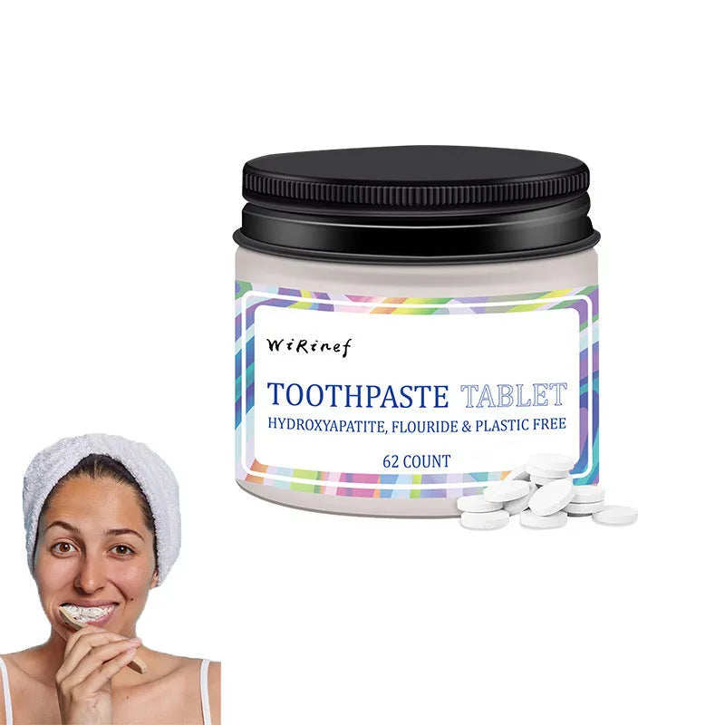 TP19 colour solid toothpaste tablets in container with 62 pieces for portable oral hygiene