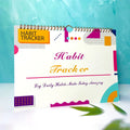 No date English habit tracking notebook with 12 pages, size 21cm x 28cm, flower white cover option