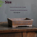 Large and small rectangular purple sand bonsai pot with firewood-burning texture for pine trees.