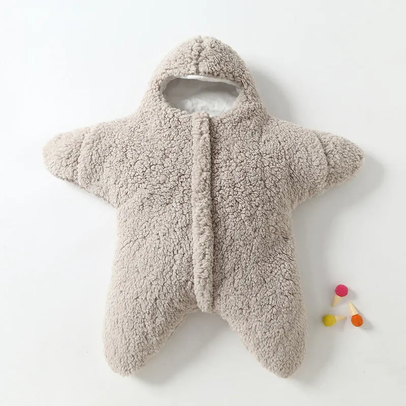 Cashmere baby sleeping bag with cotton interlayer in pink, grey, blue, or khaki for winter outings