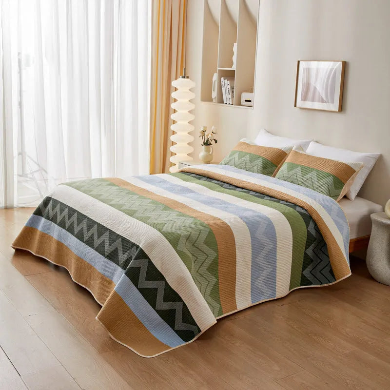 Pure cotton printed bed sheet three-piece set in bedspread style for 2.2 metre beds