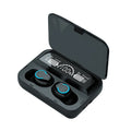 R12 luxury mirror black Bluetooth sports in-ear headset with magnetic charging bay and flashlight
