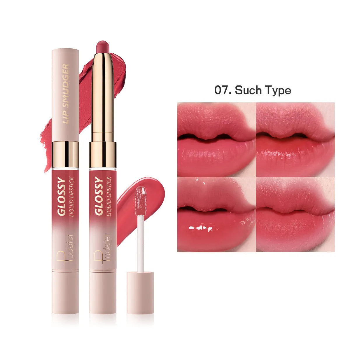Double-headed lipstick with matte finish and gloss in ten colour options