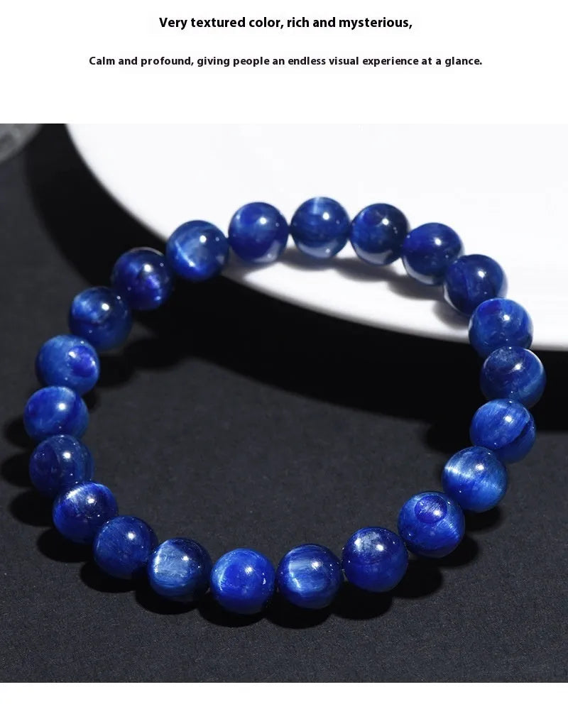 Natural blue crystal ball bracelet 7A grade polished finish geometric Ruyi design single circle