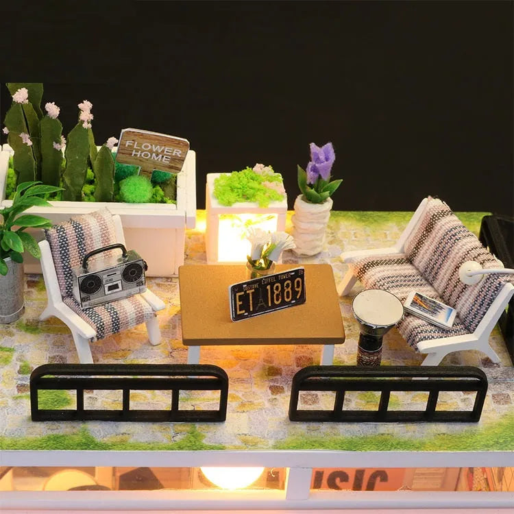 Small Time Studio handmade wooden toy cottage building model with flash function in M903 English version