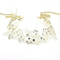 Gold alloy hair hoop with water diamond element 36cm width