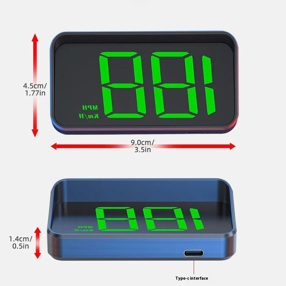 New universal head-up display car GPS velometer with HD speed display in green and white