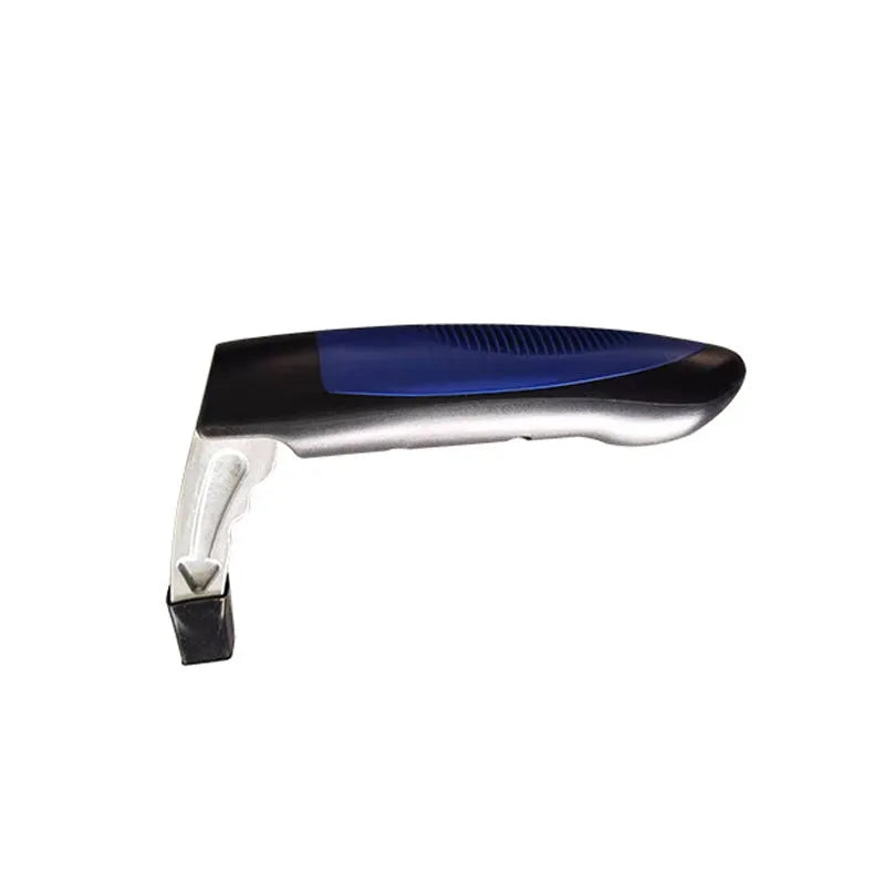 Blue automobile safety hammer with ABS handle and aluminium alloy head on a white background