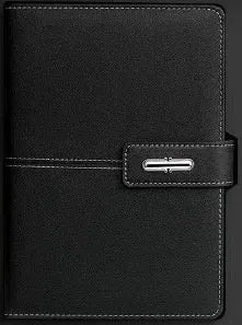 A5 notebook with PU leather cover in various colour options including black, red, green, blue, and orange