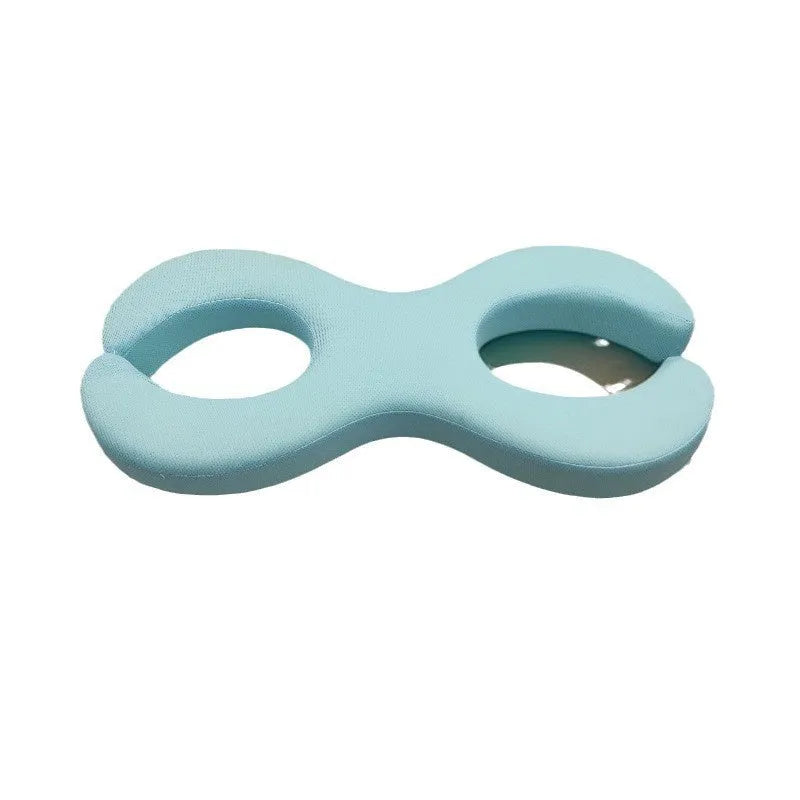 Cool blue cylindrical memory foam cervical traction pillow for neck support during sleep