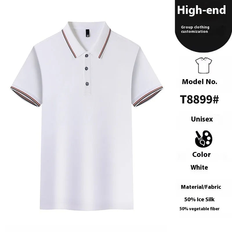 Ice-feeling solona colour matching work polo shirt in copper ammonia fibre ice silk fabric