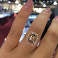 Rose gold champagne rhinestone ring alloy flower shape with square elements cold wind style women's jewellery