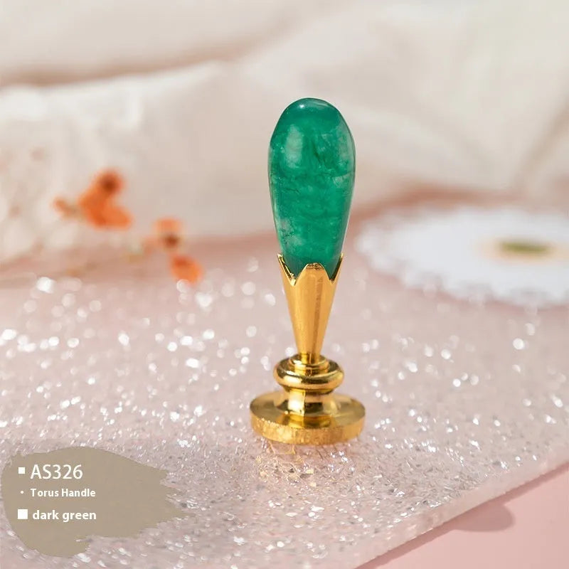 Wooden wax seal handle with antique gold finish for sealing wax on envelopes and invitations