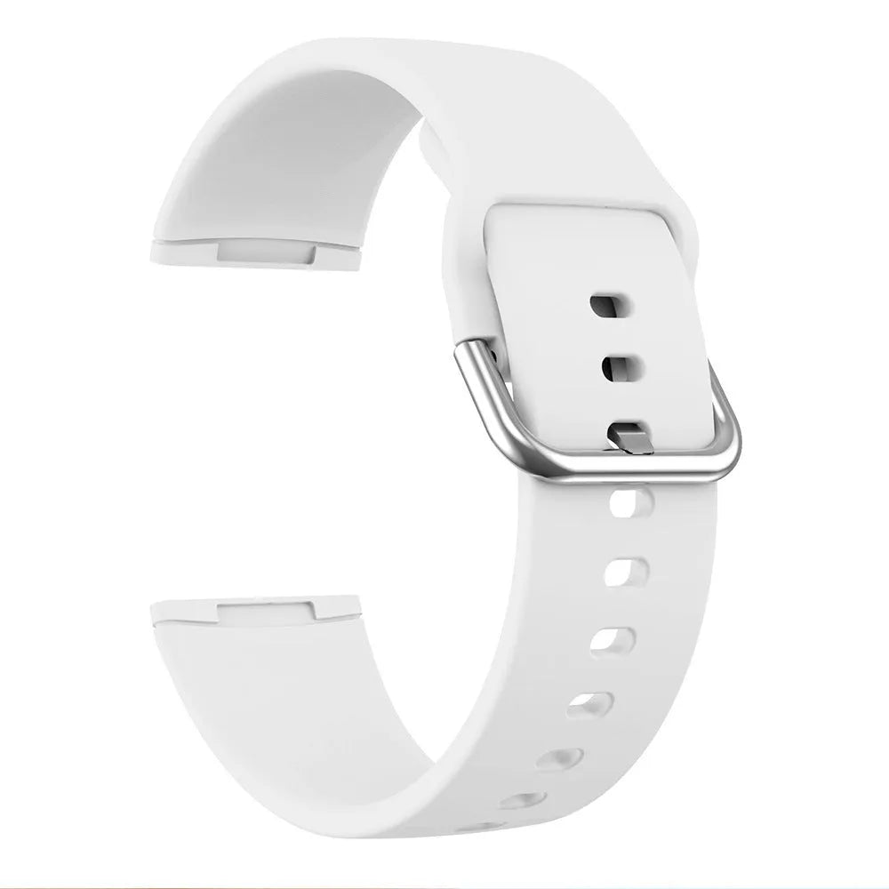 Solid colour silicone strap with silver buckle for Fitbit Versa 3 and Sense 2 watches