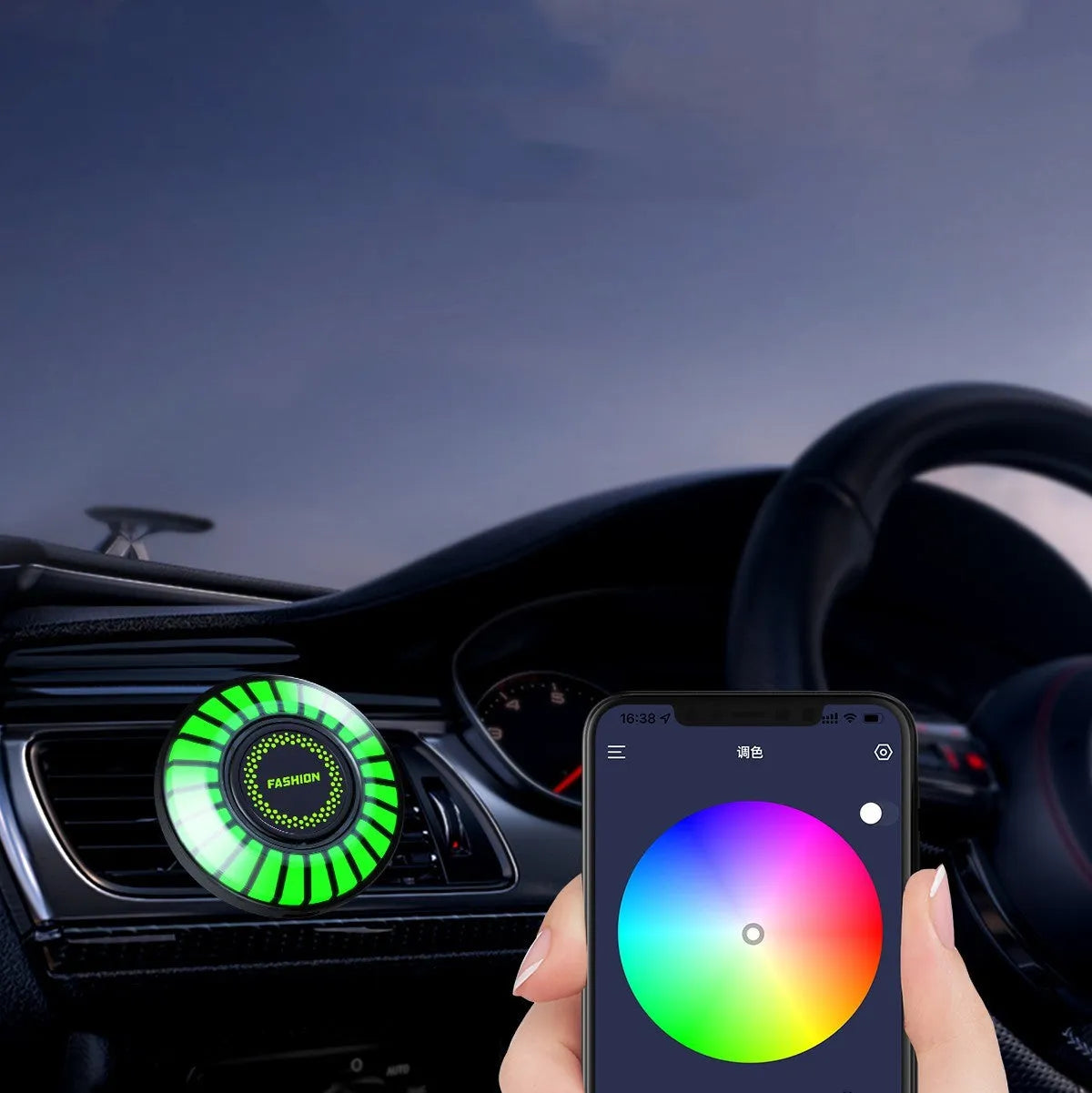 Car atmosphere light 3D pickup RGB voice-controlled rhythm aromatherapy clipped to car air vent