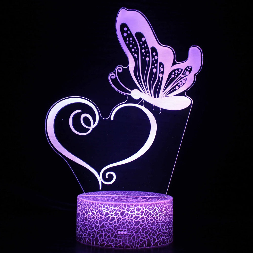 Acrylic 3D USB table lamp with colourful crack base design and touch controls