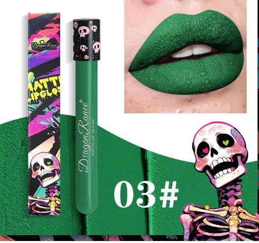 Halloween creative makeup lip gloss in skull test tube with waterproof matte finish