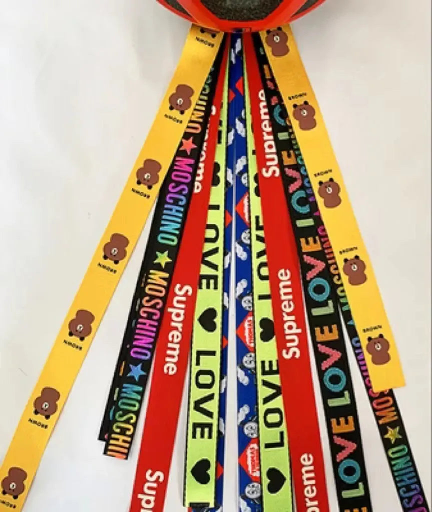 Children's helmet decorative streamers in multiple colours for skating and ski safety gear