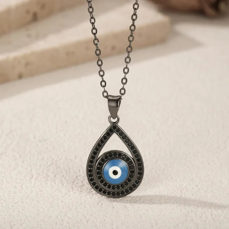 S925 sterling silver funny ghost big eye necklace women dark series clavicle chain silver tone