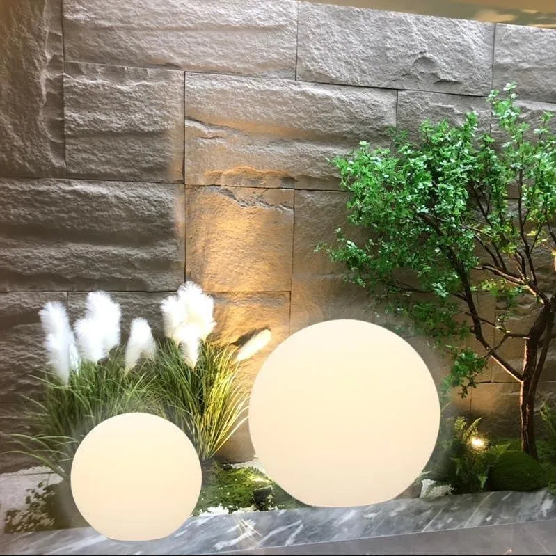 Solar powered outdoor colourful PE luminous ball light IP65 weatherproof 20CM to 50CM sizes