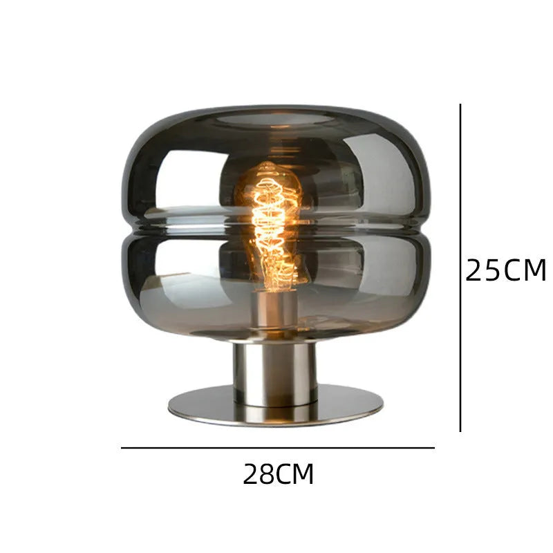 Modern minimalist glass table lamp with metal holder in short and tall height options