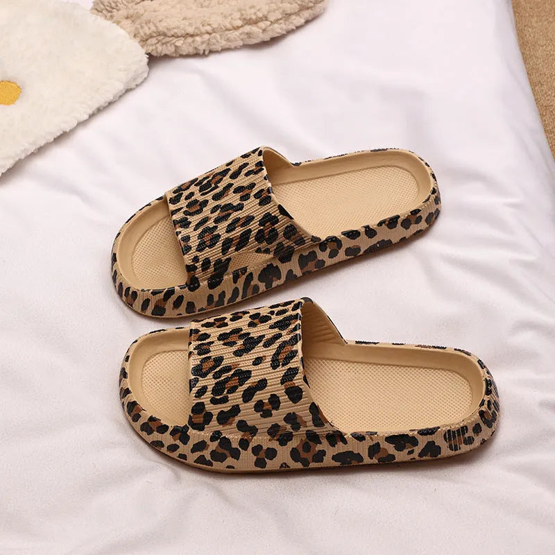 Women's leopard print EVA slippers with thick sole in multiple animal print colours