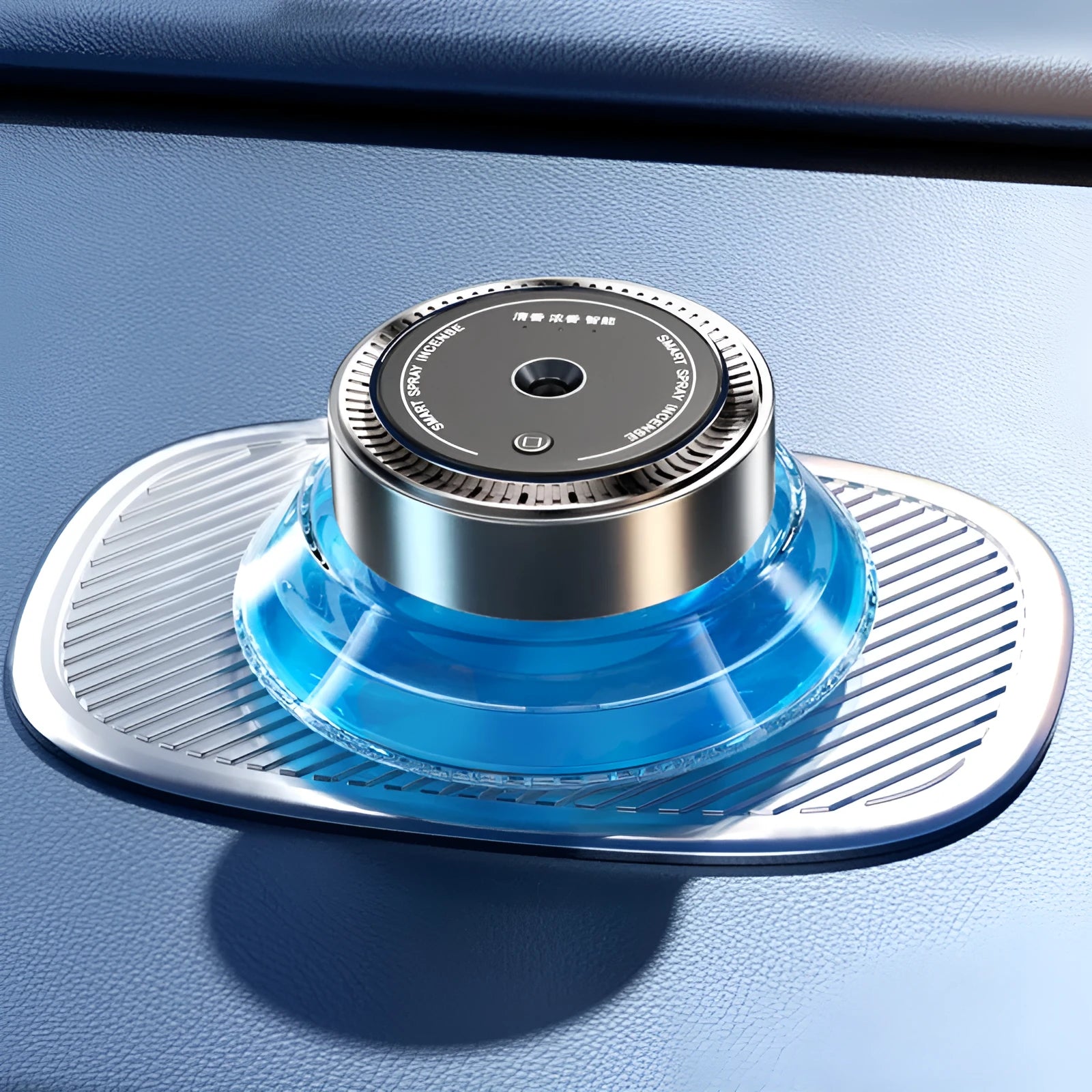 Smart spray car air freshener unit in Gentleman's Black or Qian Shan Cui colours with Ocean and Gulong fragrance refill bottles
