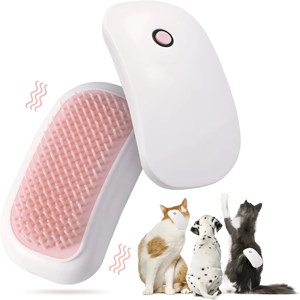 Pink electric pet massage brush with TPE teeth for cats and dogs