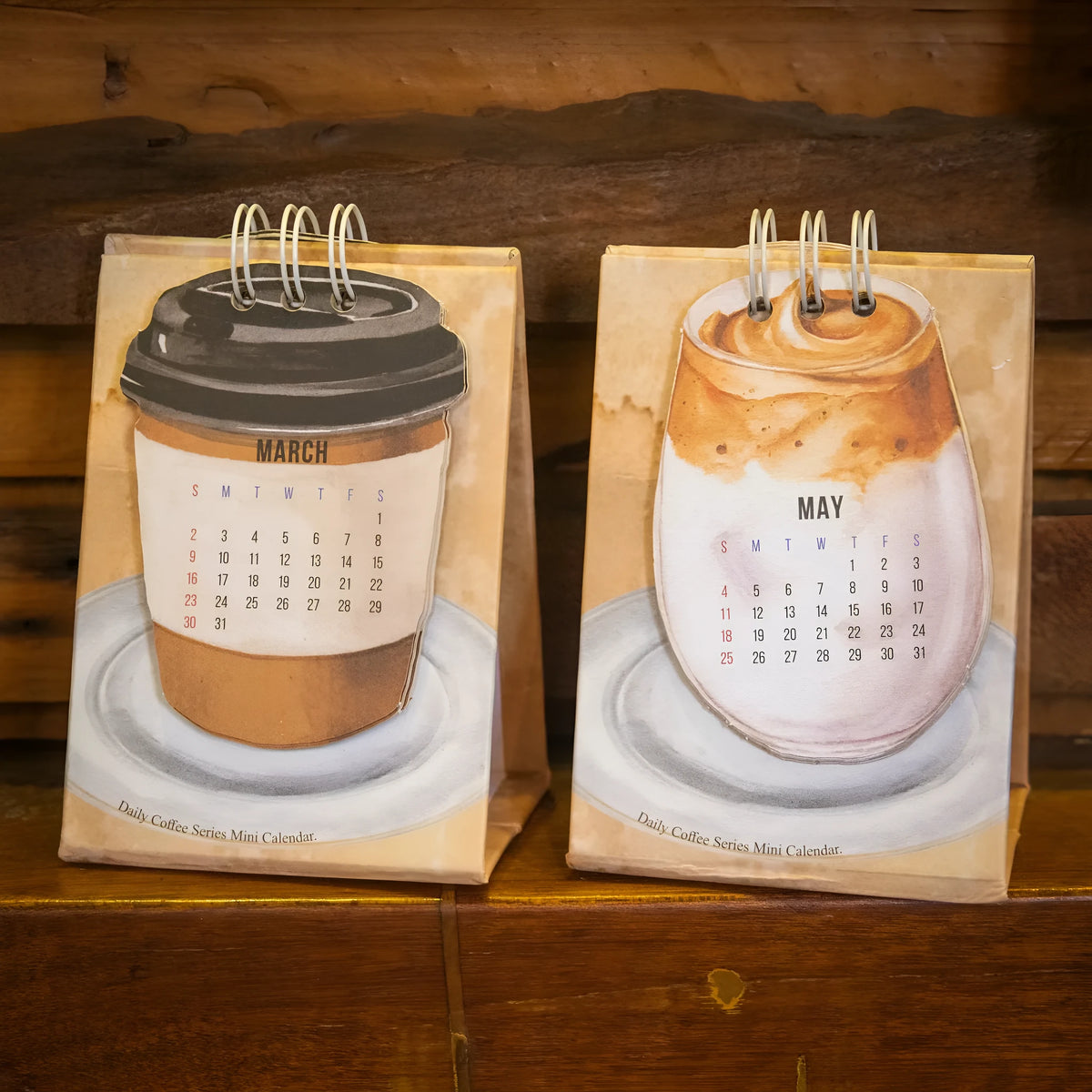 Mini desk calendar 2025 coffee series paper simple modern design daily page calendar 8x8 cm