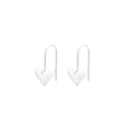 Silver heart-shaped women's earrings with glossy finish and three-dimensional design