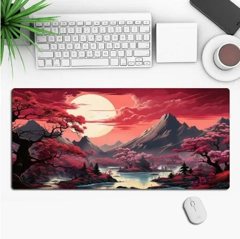 Anime gaming mouse pad with thermal transfer print pattern on non-slip rubber cloth surface