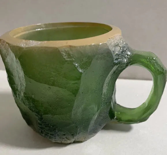 Resin mineral crystal coffee mug with handle showing clear design and colour options