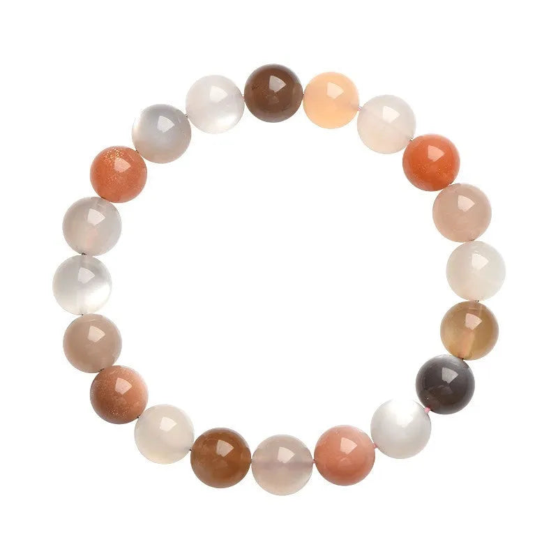 Natural colourful moonlight moonstone bracelet with 8mm beads in single circle design