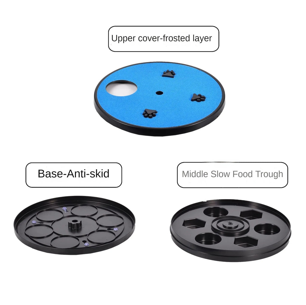 Dog nail grinder scratch pad with rotatable top, food compartments, and suction cup anti-slip base