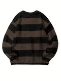 Loose American retro wool sweater pullover in wine red, standard woolen yarn, long sleeves, autumn casual wear
