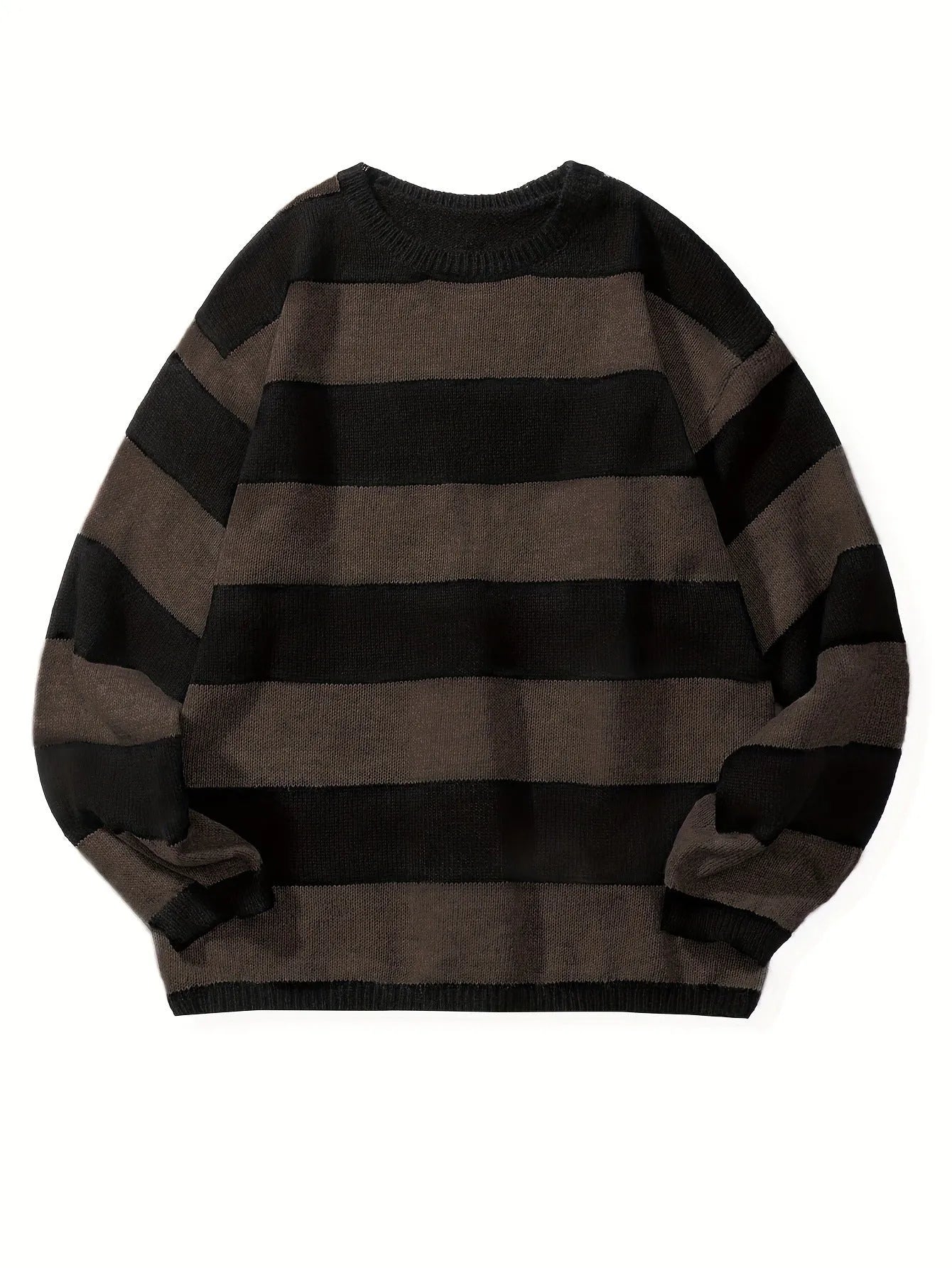 Loose American retro wool sweater pullover in wine red, standard woolen yarn, long sleeves, autumn casual wear
