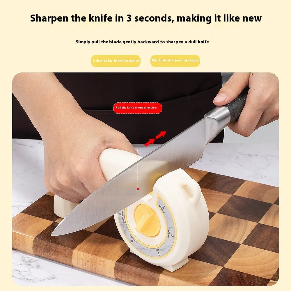 Six-in-one household multi-function sharpener in black or white mixed material