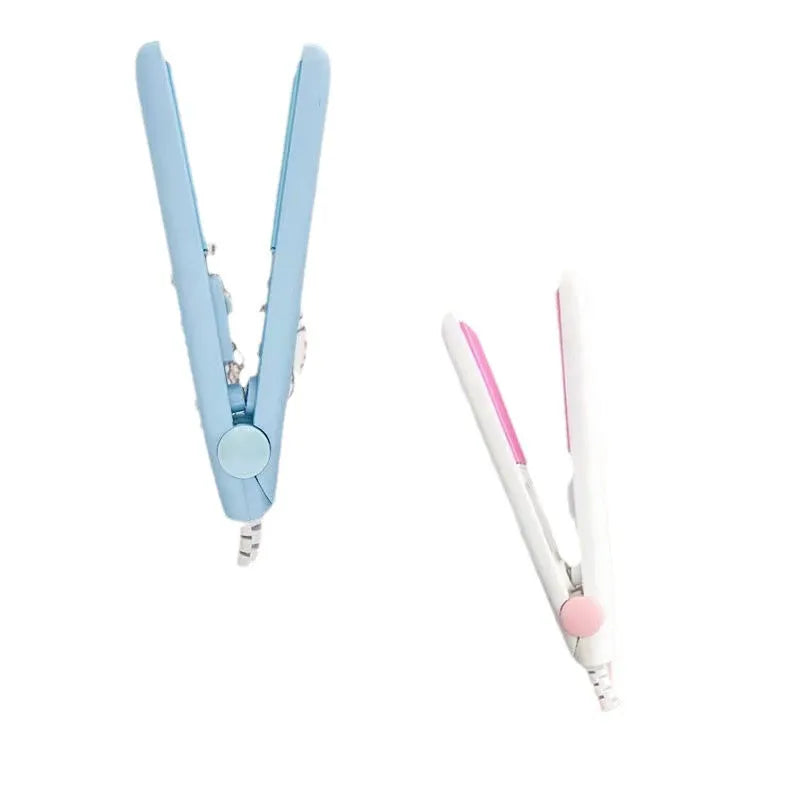 Mini hairdressing splint hair straightener clip and storage box in blue, pink, white, purple, or yellow colours