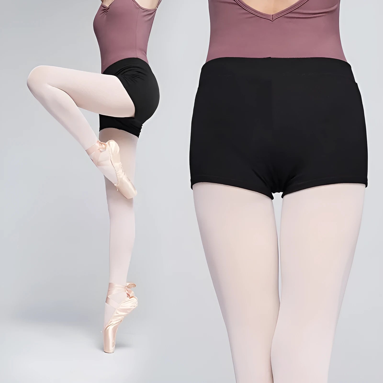 Women's black cotton ballet practice shorts for dance exercise and fitness
