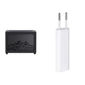 Square desktop flame effect essential oil diffuser with coloured mood lighting and remote control.