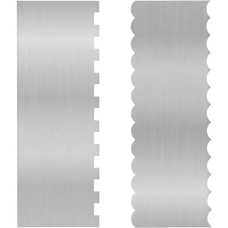 Stainless steel cream scraper cake decorating tool with six polygon pattern designs
