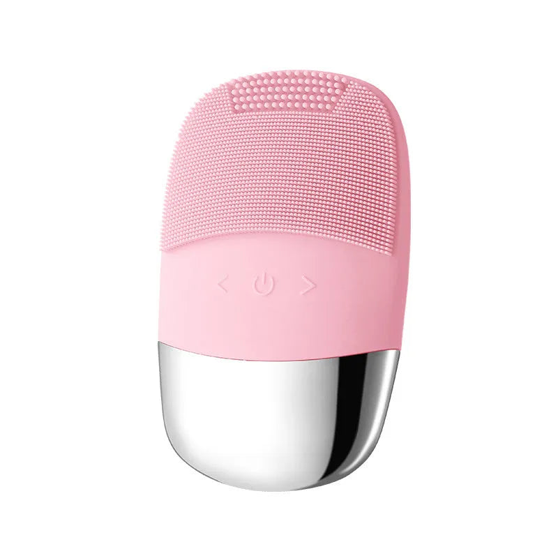 Silicone ultrasonic facial cleansing brush in Lake Blue with three speed gears for deep cleaning