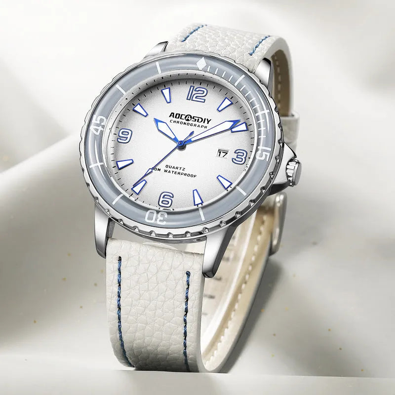 Men's casual digital watch with large 45mm dial, waterproof design, and mineral glass display