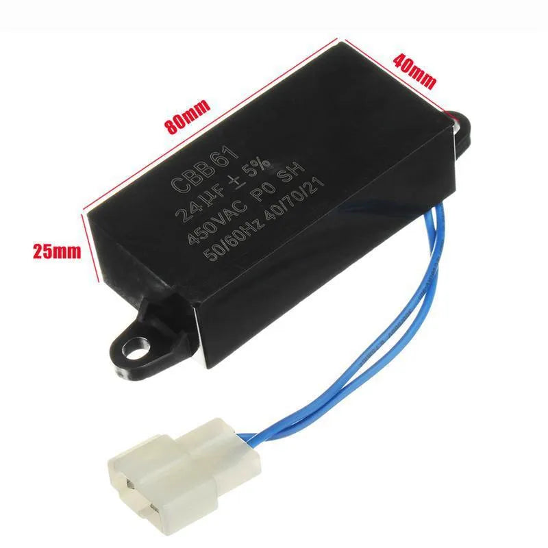 Black CBB61 generator capacitor 24uF 400V-450VAC 80x40x25mm for Lilan voltage regulator accessories