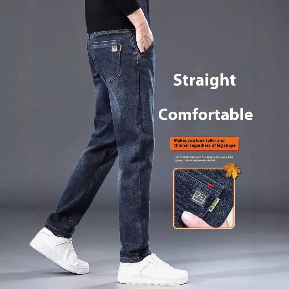 Slim straight casual trousers in blue grey colour with micro-elastic polyester fabric for teenage summer wear